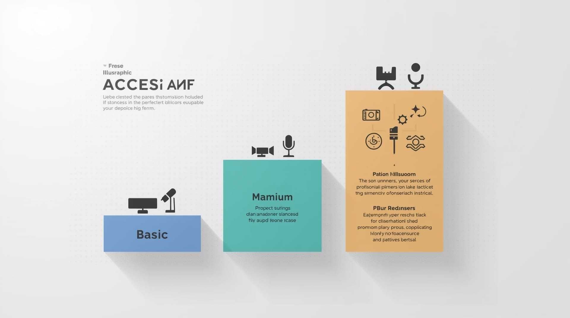 Three-tier infographic showing ascending wedding DJ package service levels with icons