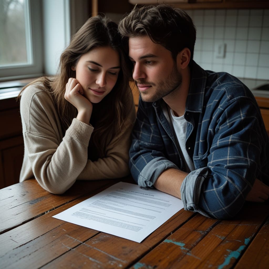 Cover photo showing a couple reviewing a wedding vendor contract at a kitchen table..