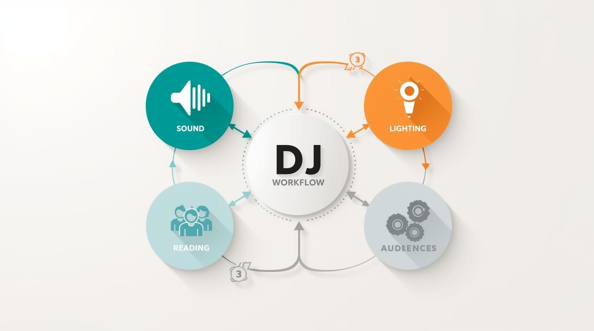 Infographic showing professional prom DJ services workflow including sound lighting and MC coordination