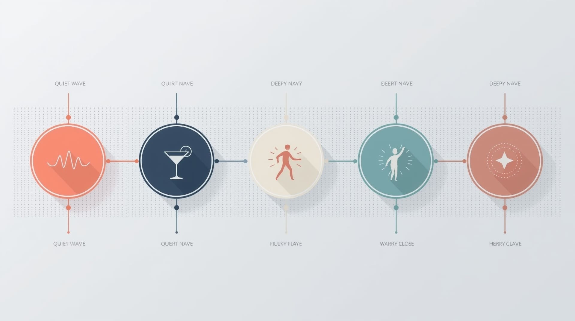Retirement party DJ playlist structure showing five event phases as connected icons
